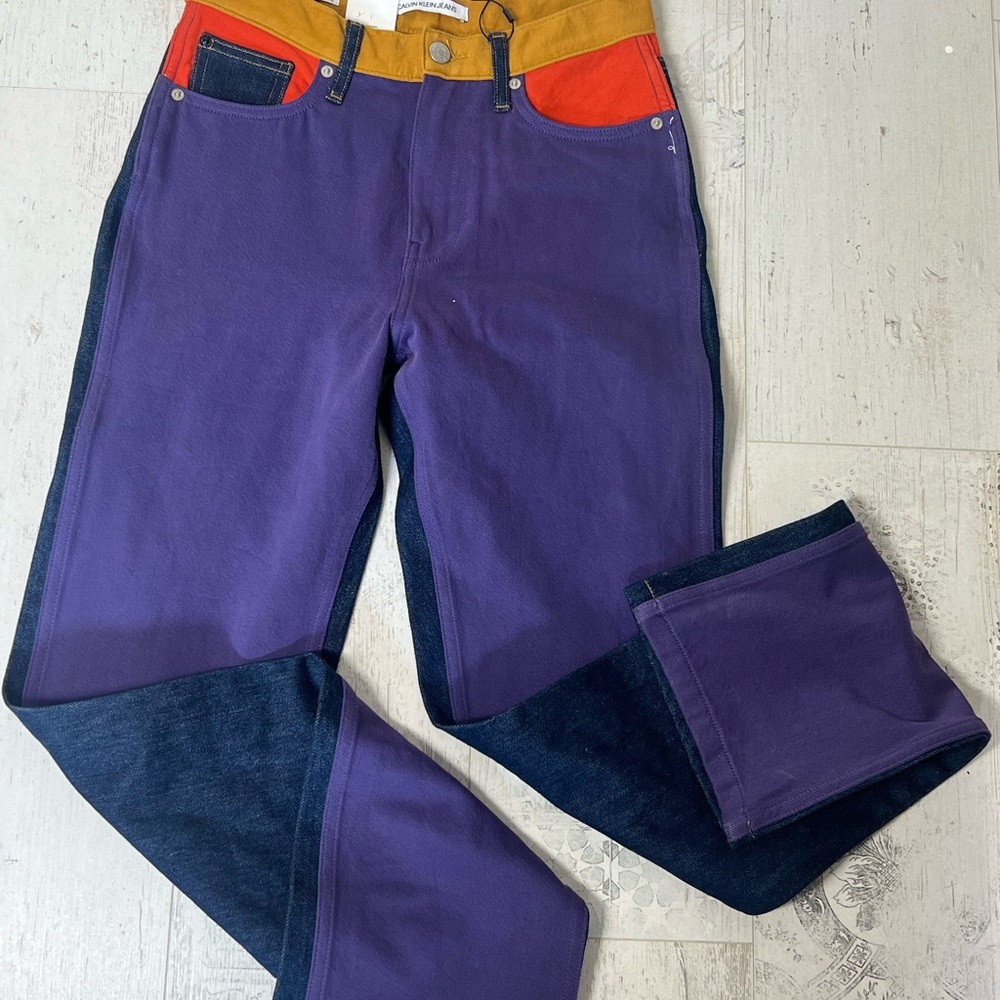 Calvin Klein Color Block High Rise‎ Jeans